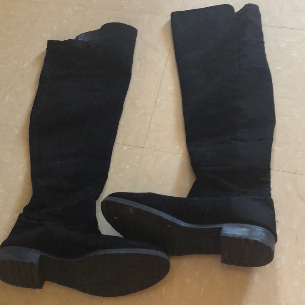 Black suede over the knee boots